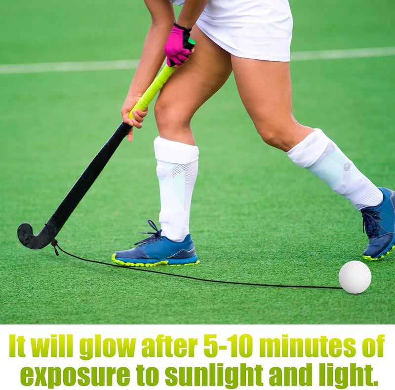 Arrowbash 1 Pcs Hockey Trainer Field Hockey Ball for Solo Hockey Training Street Hockey Balls Glow in The Dark Hockey Stick Handling Balls Portable with Sturdy Bungee Line for Speed Training System - Image 5